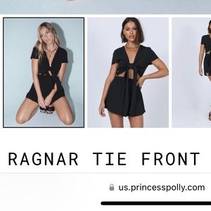 RAGNAR TIE FRONT ROMPER BLACK